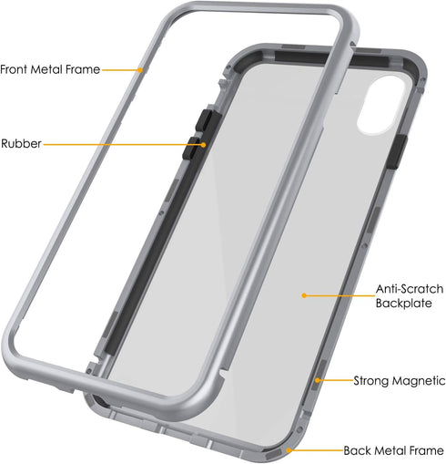 Punkcase Magnetic Shield, Protective Metal Frame Case W/TPU Layer | 9H Tempered Glass Clear Back & Attachable Screen Protector | Strong Magnetic C...
