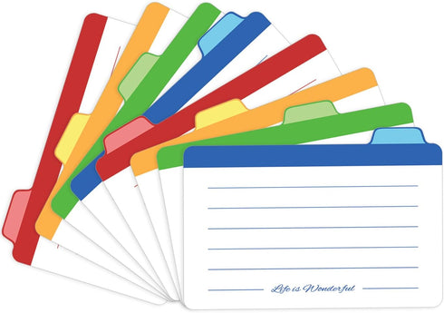 Index Cards Guide Dividers 4x6 inches, the Blank Index Cards Guide, 1/4 Cut Tabbed Note Cards, File and Recipe Guides, 400gsm Paper, Assorted Colo...