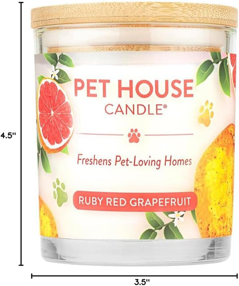 One Fur All Citrus Candle 9 OZ Plant-Based Soy Candle, Clean Burning and Long Lasting Air Freshener with a 60 Hour Burn Time - Ruby Red Grapefruit...