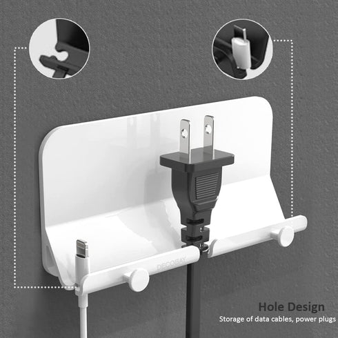 D2 Wall Mount Phone Holder, Hands Free Phone Holder with Adhesive and Data Cable Receiving Hole for Shower, Charging, RV, Compatible with iPhone, ...