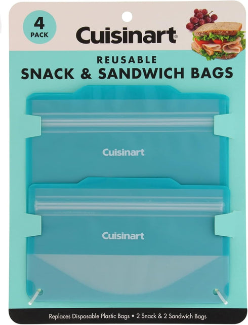 Cuisinart Reusable Food Storage Bags, 4 Pack Teal - Includes 2 Small and 2 Medium Bags...
