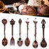 Fdit 6Pcs/Set Vintage Carved Coffee Spoon Teaspoon Retro Zinc Alloy Dessert Coffee Tableware Spoons Cutlery Kitchen(Red Bronze)...