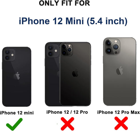 for iPhone 12 Mini Case with Belt Clip Holster, 2X Screen Protector, Heavy Duty Military Grade Full Body Shockproof Drop/Dust-Proof Rugged Protect...