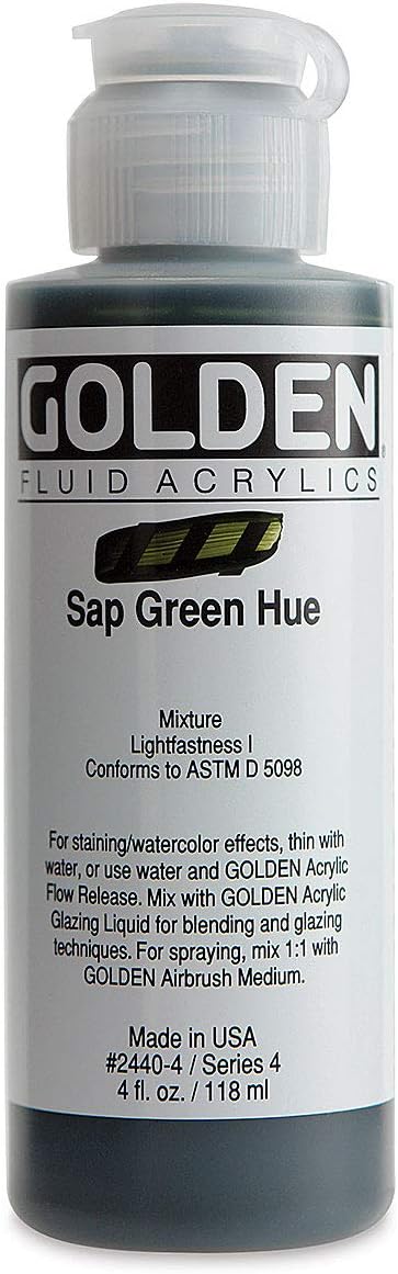 Golden Fluid Acrylic, 4 ounce bottle, Sap Green Hue...