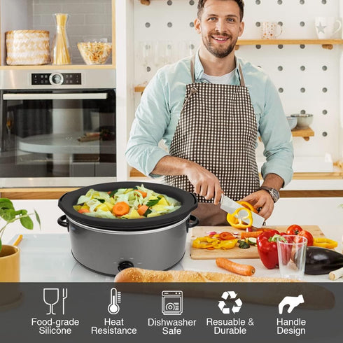 ChefAid Slow Cooker Liners, 100% Silicone Reusable Crock Pot Insert Accessories for 6-8 Oval or Round Quart Slow Cookers, Food Safe & Dishwasher S...