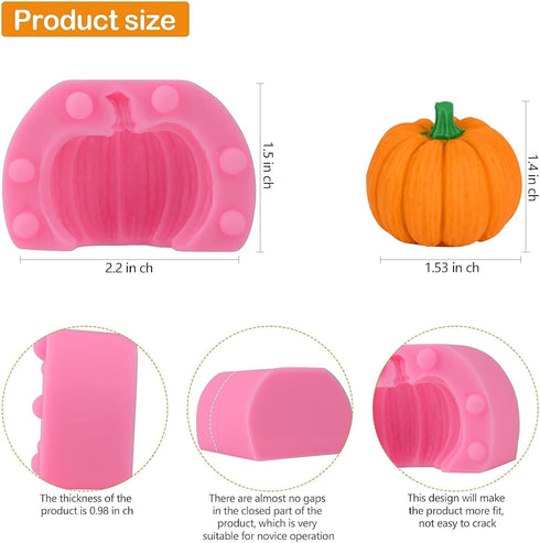 Actvty 3D Pumpkin Silicone Molds, 6 Pcs Half a Pumpkin Chocolate Candy Fondant Mold for Halloween Thanksgiving Fall Baking, Cake Decoration, Soap ...