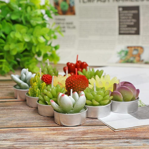 Succulent Cactus Tea Light Candles Cute Plant Shaped Bulk for Birthday Party Wedding Baby Bridal Shower Favor Decor Hostess Gift Sets (12 PCS)...