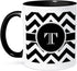 3dRose mug_222082_4 Black and white chevron monogram initial T - Two Tone Black Mug, 11oz...