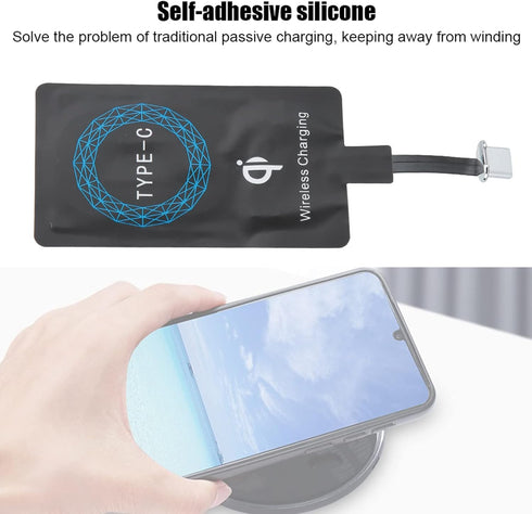 Wireless Charger, 2PCS Type C Wireless Charger Self Adhesive Sticker Charging Receiver for Mobile Phone...