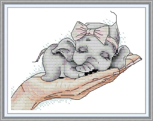 Amiiba Stamped Cross Stitch Kits, Super Cute Baby Elephant DIY 11CT 10.6x8.6 inch (Elephant)...