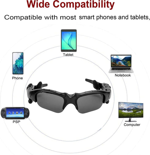 Wireless Sunglasses Smart Glasses Men Women Sport Glasses Music Sunglasses Headphone Stereo Sound Handfree Earphone for Smart Phone PC Outdoor Fis...