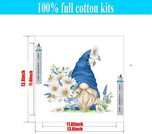 Gnome Stamped Cross Stitch Kits- Flower Cross Stitch Kits for Beginners Adults Needlepoint Cross-Stitch,Language Patterns Dimensions Needlecrafts ...