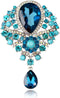Wedding Bridal Big Crystal Rhinestone Bouquet Brooch Pin for Women (light blue)...
