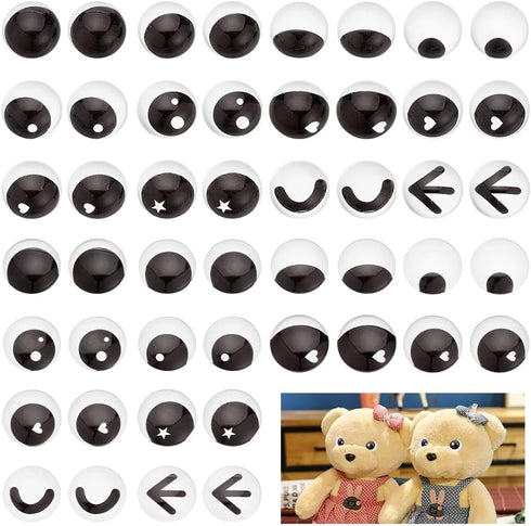 OLYCRAFT 96 Pcs 24 Styles Glass Craft Eyes 0.7 inch Half Round Glass Puppet Eyes Stuffed Crochet Eyes Animal Eye Crochet Crafts Making for DIY Cla...