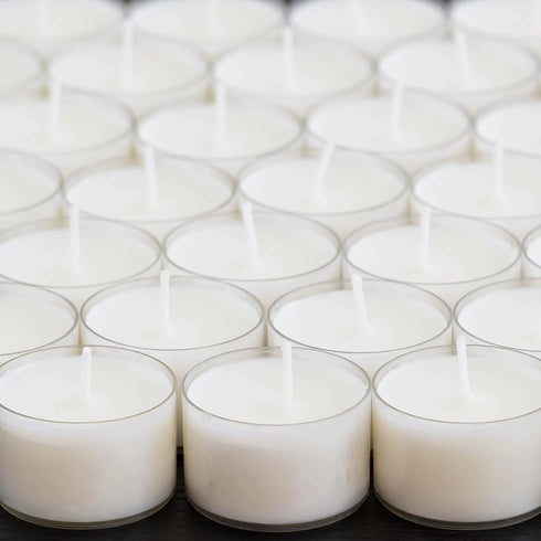 Stonebriar 48 Count White Unscented Smokeless Long Burning Clear Cup Tea Light Candles with 8 Hour Burn Time...