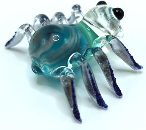 Spider Miniature Figurines Animals Hand Painted Blown Glass Art Collectible Gift Home Decorate (Black Blue)...