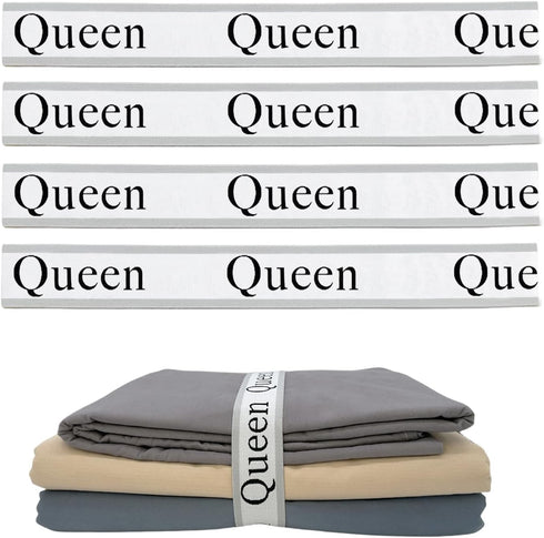 4 Pieces Bed Sheet Organizer Bands, Sheet Organizers and Storage Label Bands, Sheets Organizer for Closet, Sheet Label for Bedding, Sheet Keepers ...