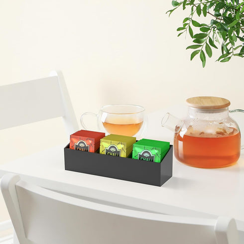 NiHome Magnetic Three-Compartment Acrylic Tea Bag Organizer, Versatile Storage Solution for Tea Bags and Small Items, Durable Sleek Design with Co...