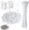 100 Pcs Cable Zip Tie Saddle Type Mounts Base with 8" Cable Ties Tapping Screw, Wire Cable Clips Organizer Holders Clamps White...