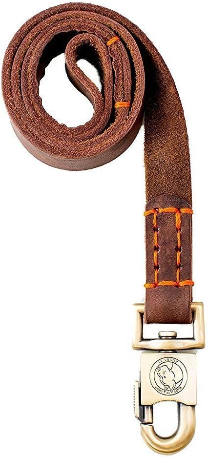 Super Strong Leather Pet Trainning Leads for Medium Dogs or Large Dogs 1 Inch Wide and 3ft, 4ft and 5ft Long Handmade Brown Leather Dog Leash (4 F...