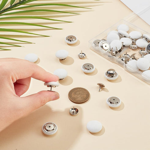 BENECREAT 32 Sets 0.67Inch Baseball Cap Button Top Replacement Hats Buttons, White Cloth Covered Hat Button for Hat Replacement Repair Jeans Blous...