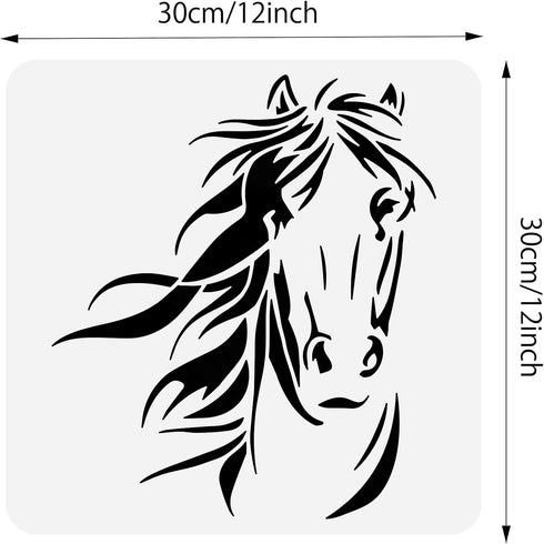 BENECREAT Horse Stencil, 12x12" Horse Head Painting Templates Reusable Animal Stencils Template for Scrapbooking, Fabric, Photo Album, Floor Furni...