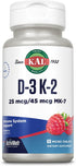 Kal 1000 Iu D-3 & K2 Tablets, Raspberry, 60 Count (Pack of 1)...