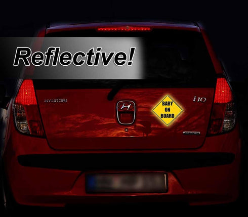 Zento Deals 2 Pack of Baby on Board Reflective Bright Yellow Magnetic Signs for Car - Best Safety Sign Accessories for Cars 5’’ by 5’’...