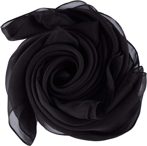 JWSilk Long Silk Chiffon Scarf Solid Color...