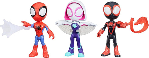Spidey and His Amazing Friends 3-Pack, 4-Inch Scale Marvel Action Figures, Includes 3 Figures and 3 Accessories, Spider-Man, Ghost-Spider & Miles ...