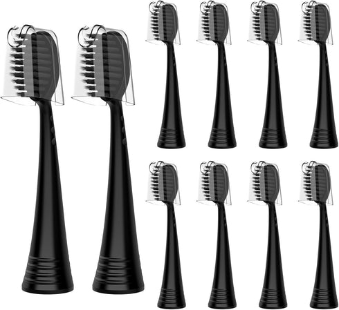 Replacement Toothbrush Heads with Covers for Burst (10 Count, Black)...