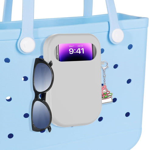 Doormoon Cell Phone Holder Compatible for Bogg Bag, Rubber Accessories for Beach Tote Bag Hanging Full Coverage Phone Holder(Grey)......