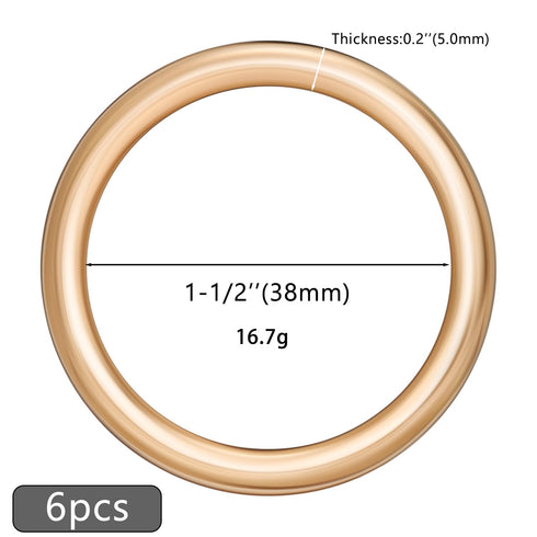 6 Pcs Metal O Ring Buckles Seamless Welded O-Rings Buckle for DIY Crafts, Bag Buckles, Bags, Dog Leashes, Purse Luggage Accessories(Gold, 1-1/2'')...