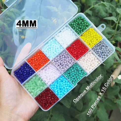 INSPIRELLE Approx 2400pcs 4mm Opaque Multicolor Bicone Beads for Jewelry Bracelet Making Bulk Faceted Crystal Glass Briolette Beads...