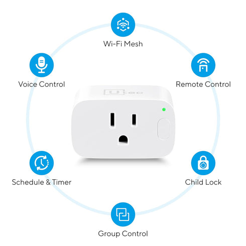 Smart Plug, Smart Home Wi-Fi Mesh Outlet, 15A Ultra Efficient Smart Plug Compatible with Alexa, Google Home & IFTTT, No Hub Required, 2.4GHz Wi-Fi...