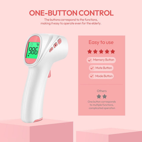 No-Touch Forehead Thermometer, Infrared Digital Thermometer for Adults, Kids & Babies, LCD Backlight Display, Fever Alarm and 1s Instant Reading -...
