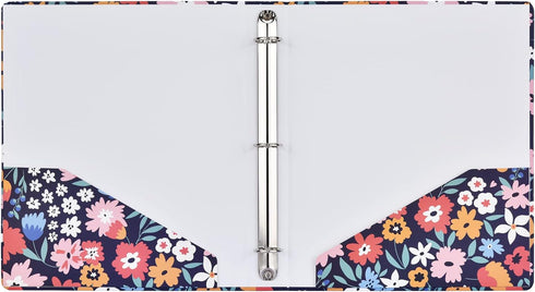 Romantic Floral Art Deco Hardcover 3 Ring Binder for Letter Size Paper, 1 Inch Round Rings,Flower Ring Binder Organizer with Two Interior Pockets ...