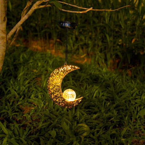 Hanging Solar Lights Outdoor Waterproof Garden Decor,Metal Decoration Moon Gifts for Yard Clearance Front Porch Lawn Driveway Patio Backyard Pathw...