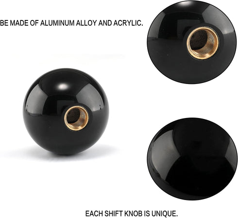 Round Ball Shift Knob Universal Gear Shift Knob 5 6 Speed for Manual Automatic Vehicles with Adapters (Pure Black)...