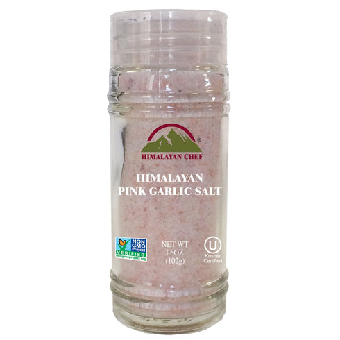Himalayan Chef Himalayan Pink Garlic Salt -3.6 Oz (Pack of 1), Small Grinder of Garlic Salt Seasoning, Natural & Certified...