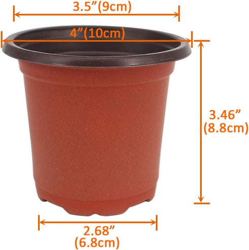 100 Pcs 4" Plastic Seedlings Plants Nursery Pots with 100 Pcs Waterproof Plastic Plant Tags and 2Pcs/Set Transplanting Digging Mini Tools...