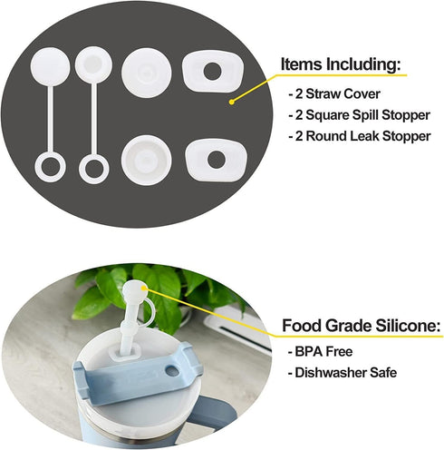 1Pc Straw Cover Suitable for Stanley Tumbler Cups All OZ,Straw Caps for 6-10 mm Straw, Reusable Drinking Straw Covers Cap, Food-Grade Silicone Str...