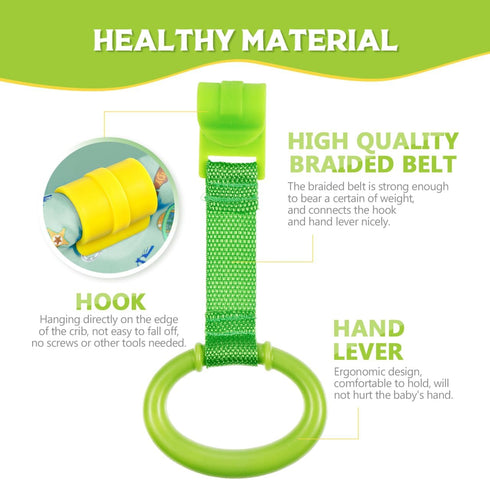 Kisangel 4pcs Baby Play Gym Baby Crib Pull Ring Baby Bed Stand Up Rings Nursery Baby Cot Rings Toddler Activity Kids Walking Training Tool...