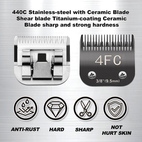 10# Pet Dog Grooming Detachable Blades, Compatible with Andis Size-10# Cut Length 1/16"(1.5mm), Most A5,KM Series Clippers,Made of Ceramic Blade (...