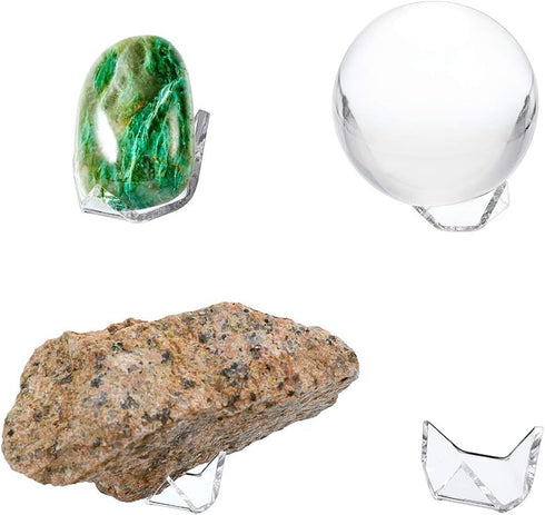 Hipiwe 5 Packs Acrylic Triangle Display Holder - Display Easel Stands for Geodes Rock Mineral Agate Fossil Coral, Clear Plastic Display Stands for...
