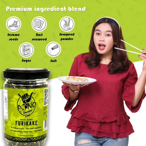 Pono Hawaiian Nori Komi Furikake Rice Seasoning - Gluten-Free and Non-GMO - Multi-Purpose Rice Seasoning – Free from Preservatives and Artificial ...