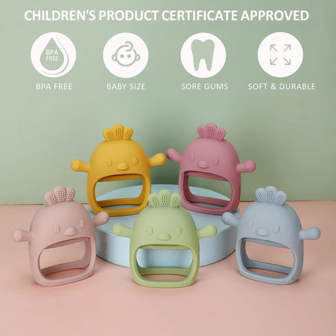 Socub 2 Pack Silicone Baby Teether Toys for Infants 3+ Months, BPA Free Anti-Drop Silicone Mitten Teething Toy for Soothing Sore Gums, Baby Chew T...