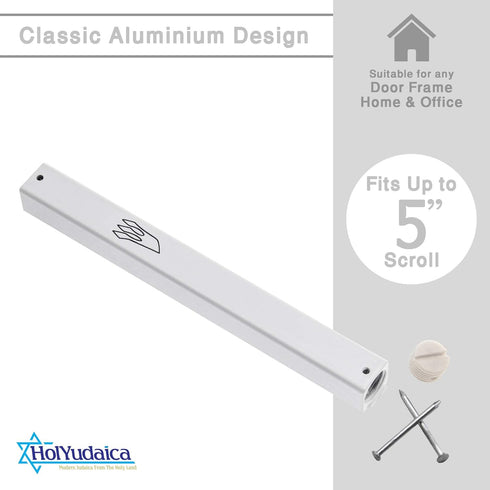 3-Pack - Classic Aluminum Mezuzah Case for Mezuzah Scroll (with Nail), Easy Peel and Stick, (Scroll Not Included) - Weather Proof - Door Mezuzah M...