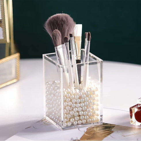Acrylic Pen Holder, Clear Makeup Brush Holders Eyebrow Stationery Organizer for Office, Desk and Dressers...