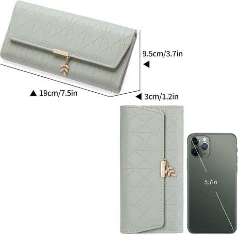 Women Leather Wallet RFID Blocking Credit Card Holder for Women Ladies Wallets Clutch Zipper Coin Pocket,Mint Green...